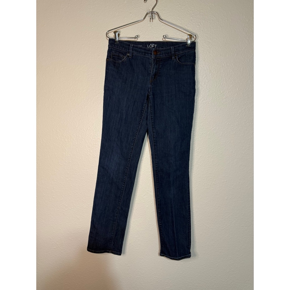 Ann Taylor LOFT Modern Straight Jeans Dark Wash Denim Size 27/4 Indigo Blue